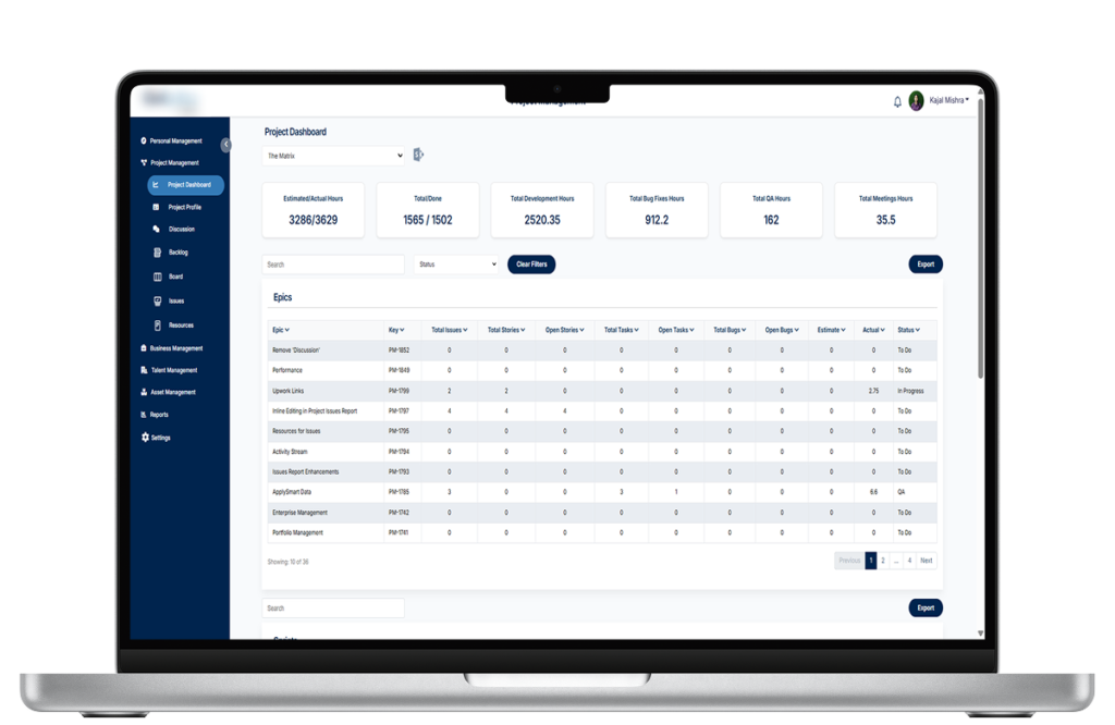 Matrix Project Dashboard