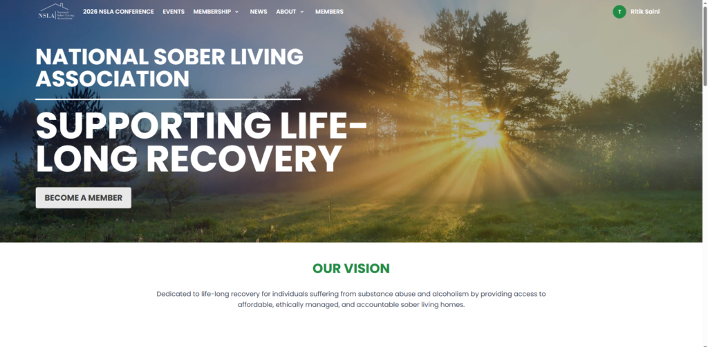 National Sober Living Association (NSLA) Platform - Home Page