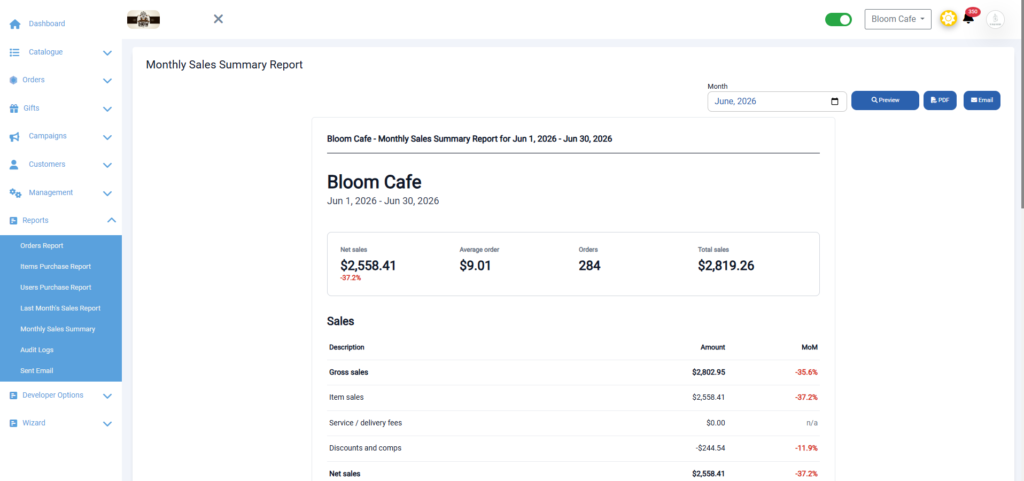 KnR POS Report Page